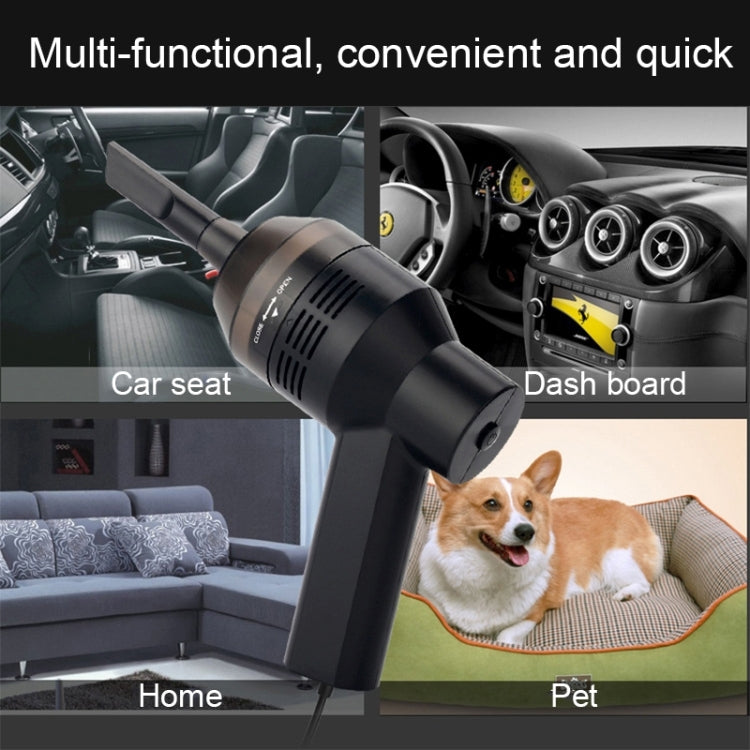 HK-6019A 3,5 W USB portatile potente aspiratore pulitore tastiera computer ugello spazzola collettore polveri kit di pulizia ventosa portatile per la pulizia di PC portatili/animali domestici, lunghezza cavo USB: 1,8 m, DC 5 V (nero)