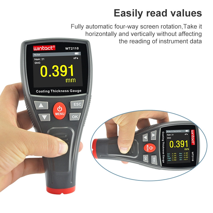 Misuratore di spessore del rivestimento con display a colori Wintact WT2110, WT2110