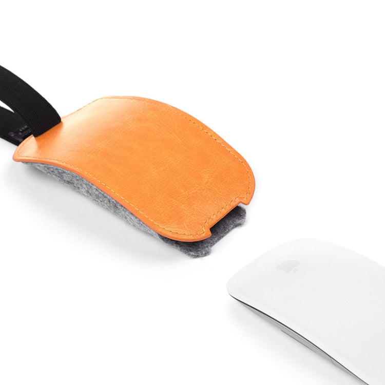 Borsa portaoggetti per mouse in feltro di pelliccia in pelle PU elastica in stile europeo per Apple Magic Mouse 2, European Style