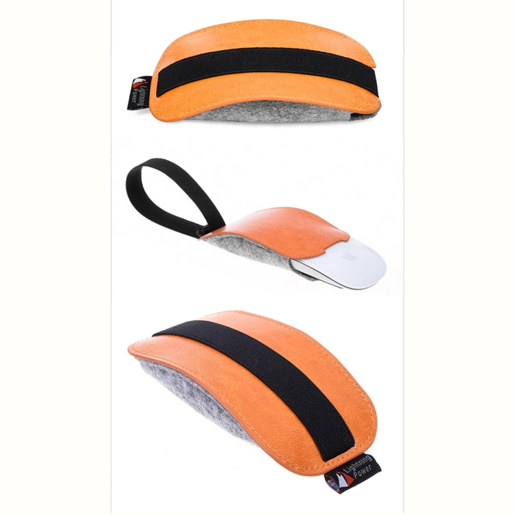 Borsa portaoggetti per mouse in feltro di pelliccia in pelle PU elastica in stile europeo per Apple Magic Mouse 2, European Style