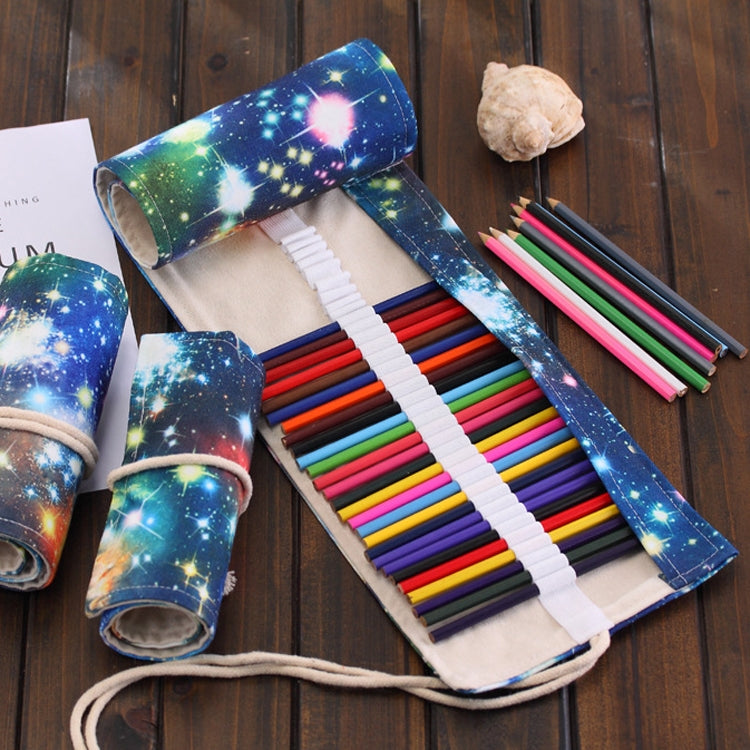 Astuccio per penne con stampa Cosmic Galaxy da 48 slot, astuccio per matite in tela, astuccio arrotolabile per cancelleria, 48 Slots
