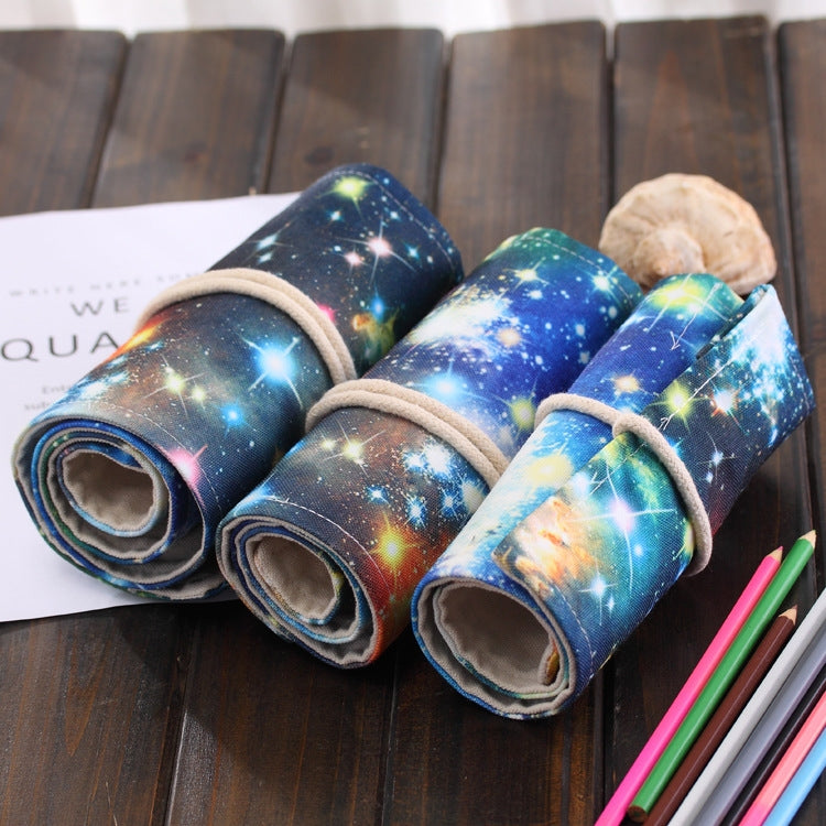 Astuccio per penne con stampa Cosmic Galaxy da 48 slot, astuccio per matite in tela, astuccio arrotolabile per cancelleria, 48 Slots