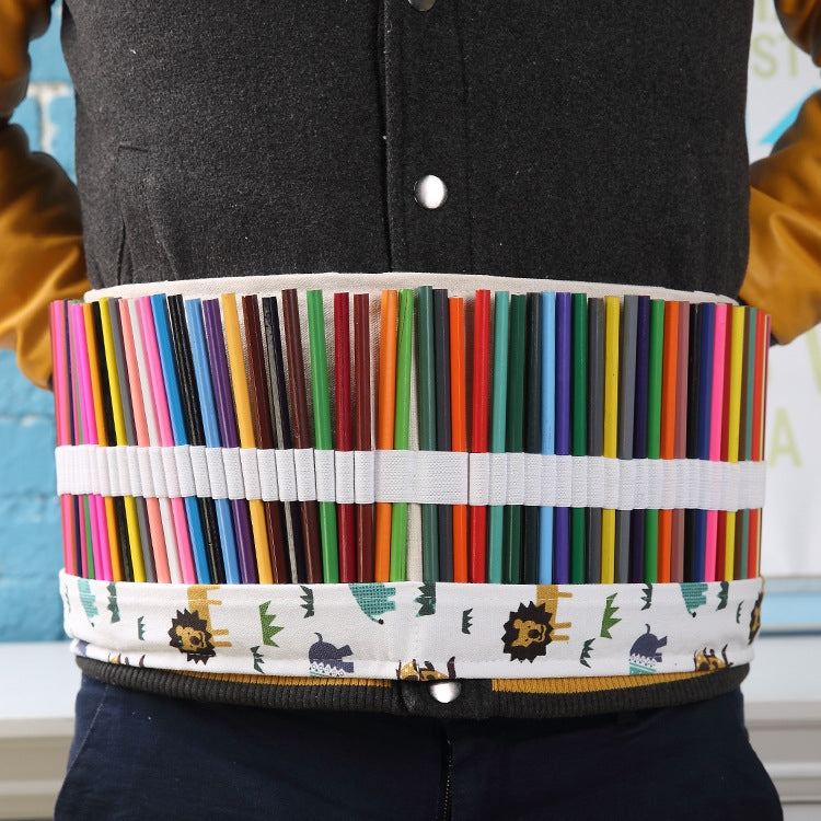 72 slot Astuccio per penne con stampa animalier dei cartoni animati Astuccio per matite in tela Astuccio per matite arrotolabile Astuccio per cancelleria, 72 Slots