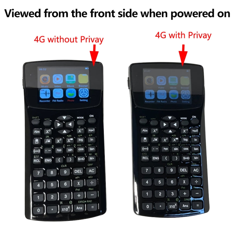 Calcolatrice e-book anti-sbirciatina con schermo da 2,4 pollici, supporto per registrazione audio/radio/riproduzione di musica e video, Anti-peeping Scientific Calculator