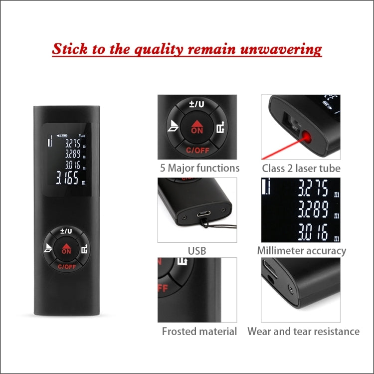 Mini misuratore di distanza laser JQ-60 Telemetro laser portatile digitale ricaricabile da 60 m, 60m