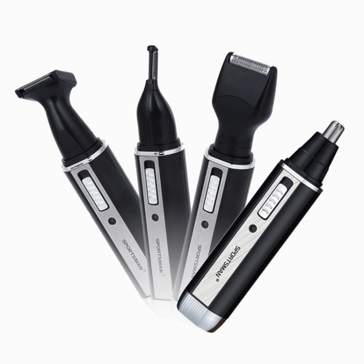 SPORTSMAN Tagliacapelli ricaricabile per orecchie e naso quattro in uno Rasoio elettrico Barba Viso Sopracciglia Tagliacapelli per uomo, Spina americana (Nero, 110 V), US Plug