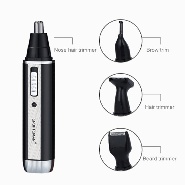 SPORTSMAN Tagliacapelli ricaricabile per orecchie e naso quattro in uno Rasoio elettrico Barba Viso Sopracciglia Tagliacapelli per uomo, Spina americana (Nero, 110 V), US Plug
