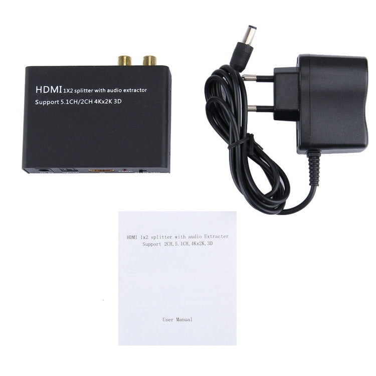 Splitter HDMI 1x2 con estrattore audio, supporto 5.1CH/2CH, 4Kx2K, 3D, 4Kx2K with Audio Extractor