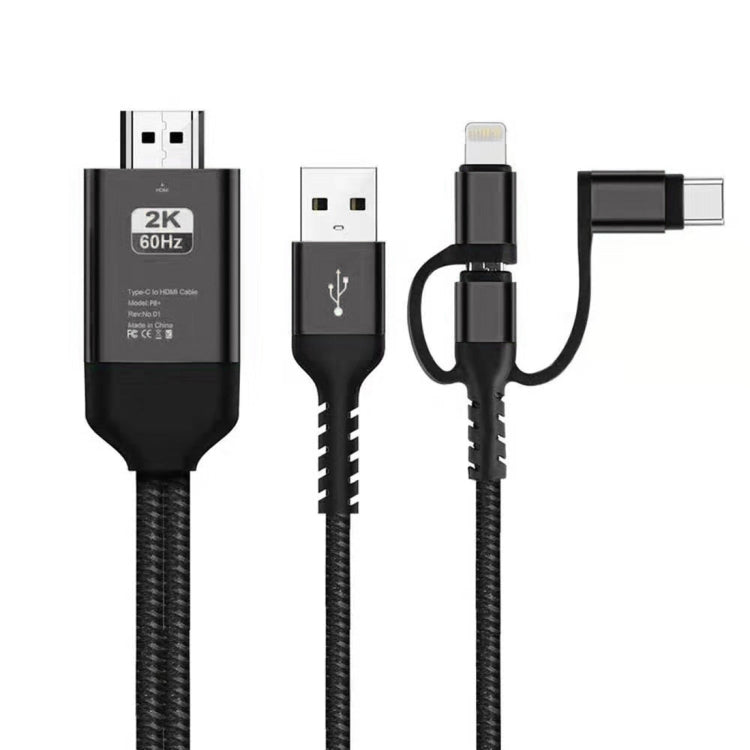 Cavo Micro USB 3 in 1 + USB-C/Tipo-C + 8 pin a HDMI HDTV