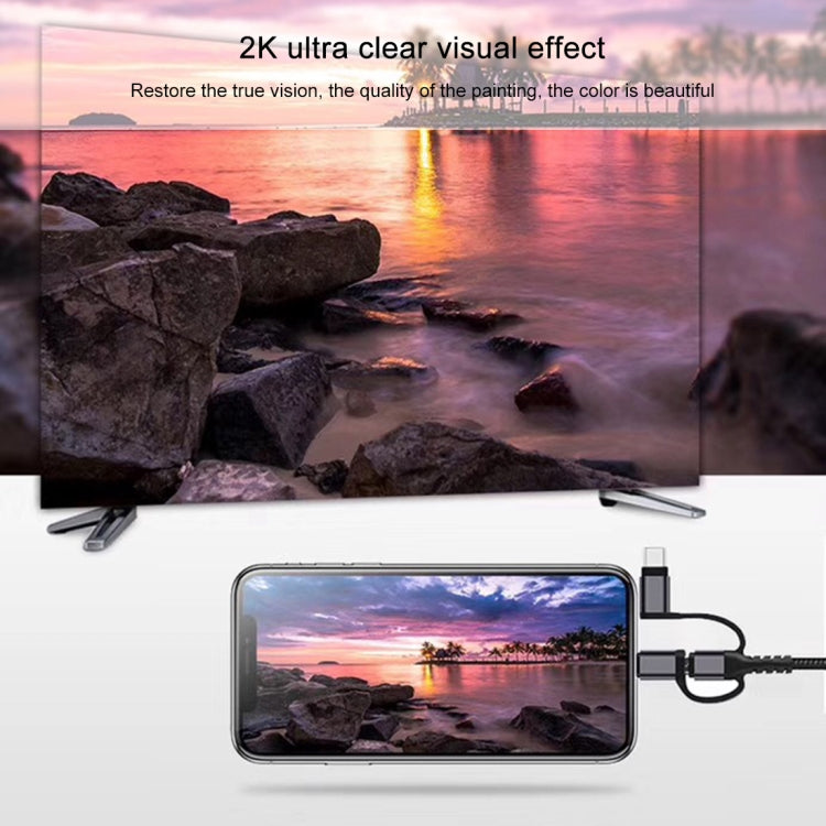 Cavo Micro USB 3 in 1 + USB-C/Tipo-C + 8 pin a HDMI HDTV