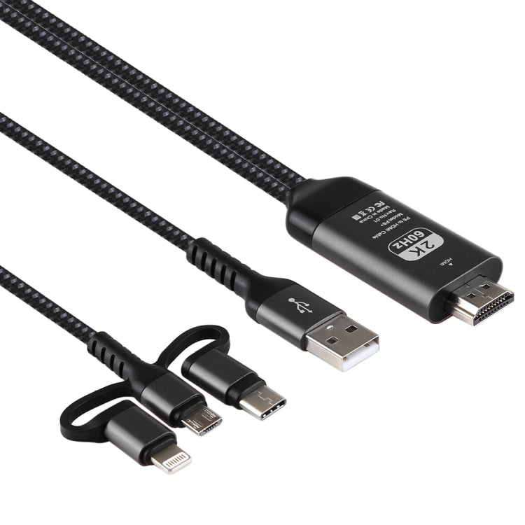 Cavo Micro USB 3 in 1 + USB-C/Tipo-C + 8 pin a HDMI HDTV