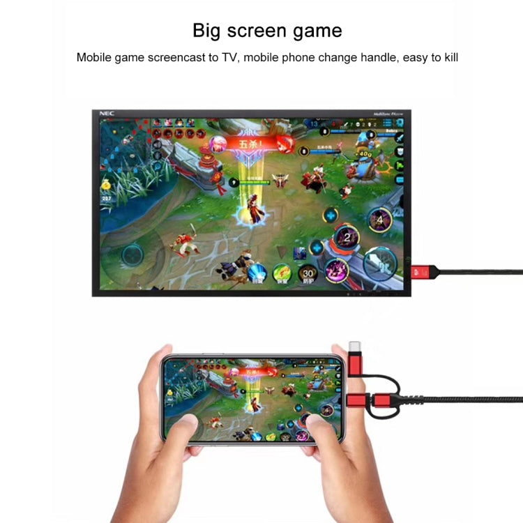 Cavo Micro USB 3 in 1 + USB-C/Tipo-C + 8 pin a HDMI HDTV