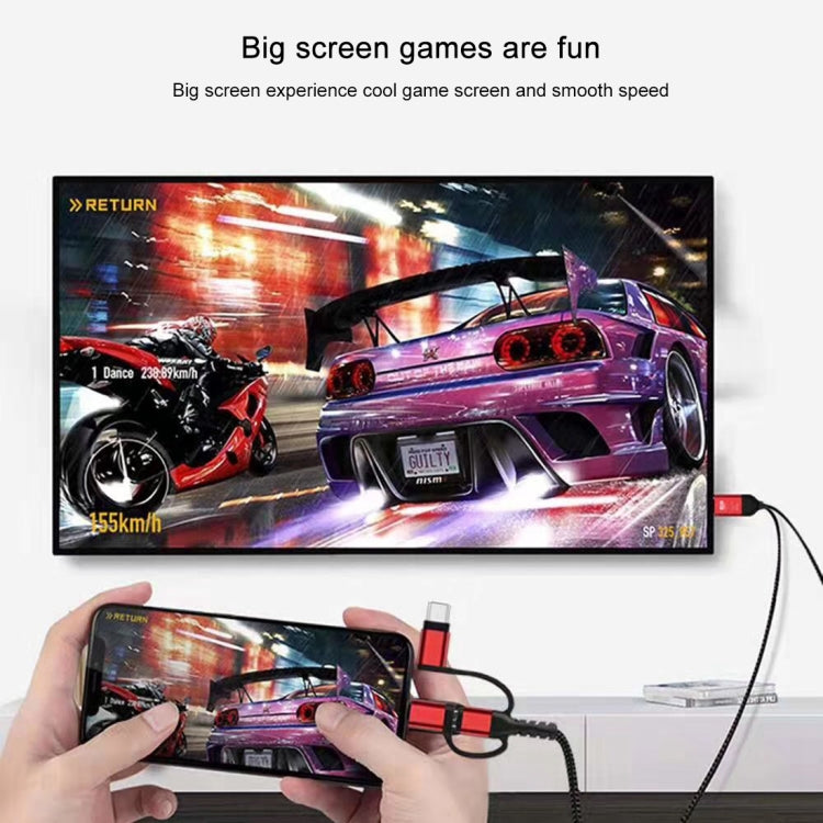 Cavo Micro USB 3 in 1 + USB-C/Tipo-C + 8 pin a HDMI HDTV