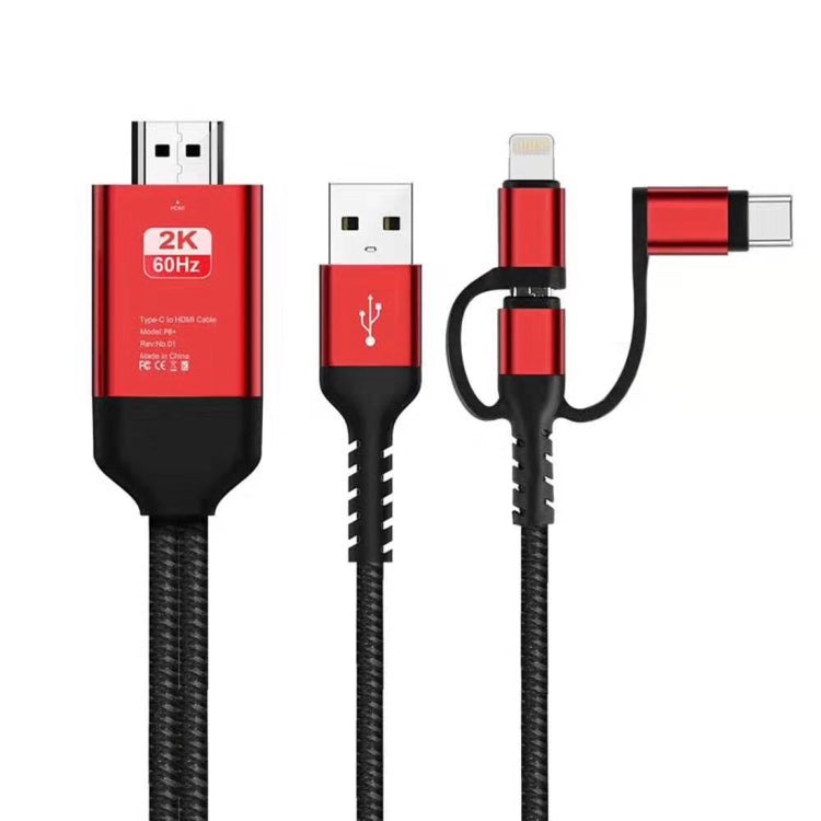 Cavo Micro USB 3 in 1 + USB-C/Tipo-C + 8 pin a HDMI HDTV