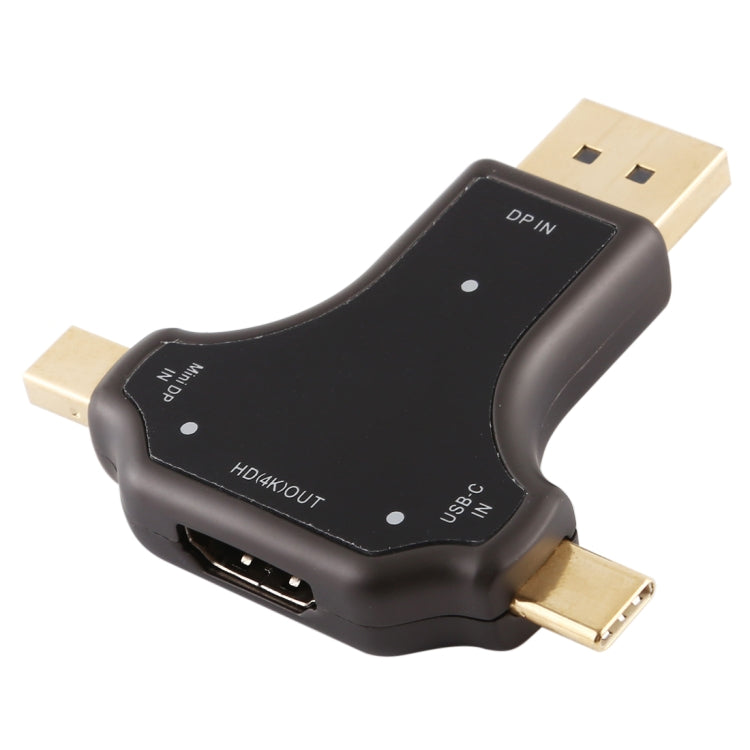 Adattatore DisplayPort D63A + Mini DP + UCB-C / Type-C maschio a HDMI femmina 3 in 1, D63A