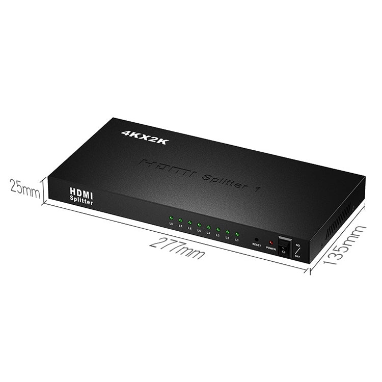 Splitter HDMI 1 x 8 Full HD 1080P con interruttore, supporto 3D e 4K x 2K