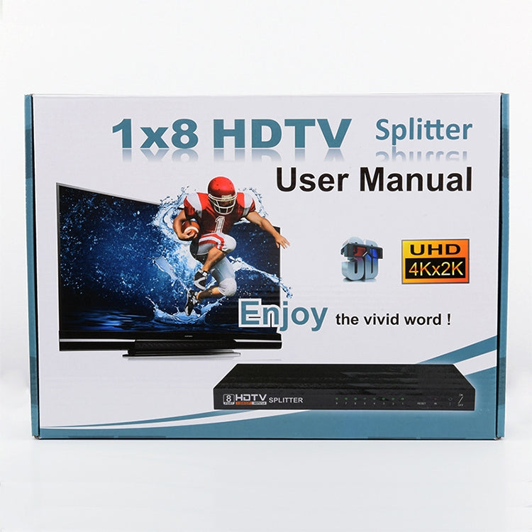 Splitter HDMI 1 x 8 Full HD 1080P con interruttore, supporto 3D e 4K x 2K
