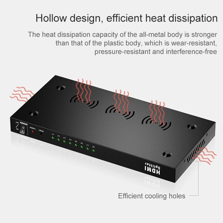 Splitter HDMI 1 x 8 Full HD 1080P con interruttore, supporto 3D e 4K x 2K