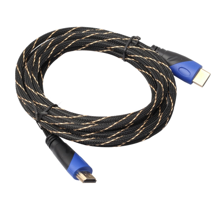 Cavo adattatore per connettore audio video HDMI maschio a HDMI maschio da 5 m HDMI 1.4 versione 1080P intrecciato blu testa nera, Length: 5m