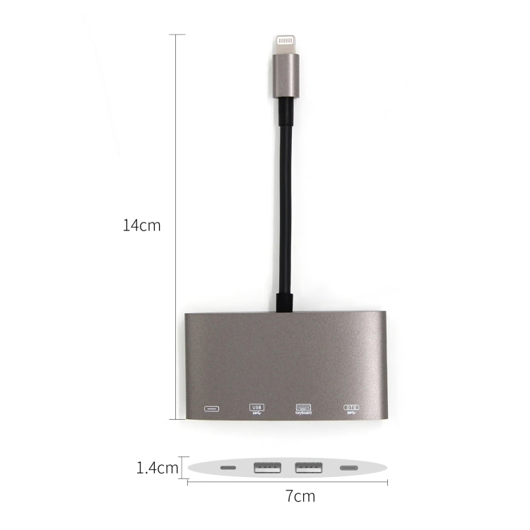 Adattatore convertitore multifunzione 1040KEY da 8 pin a USB + Type-C / USB-C + OTG, 1040KEY