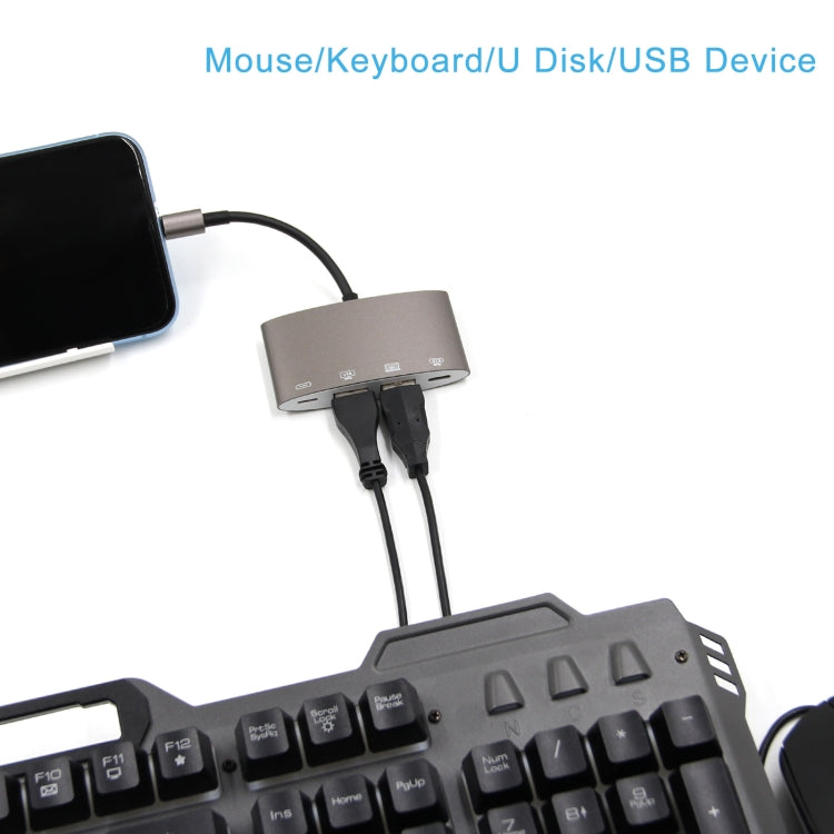 Adattatore convertitore multifunzione 1040KEY da 8 pin a USB + Type-C / USB-C + OTG, 1040KEY