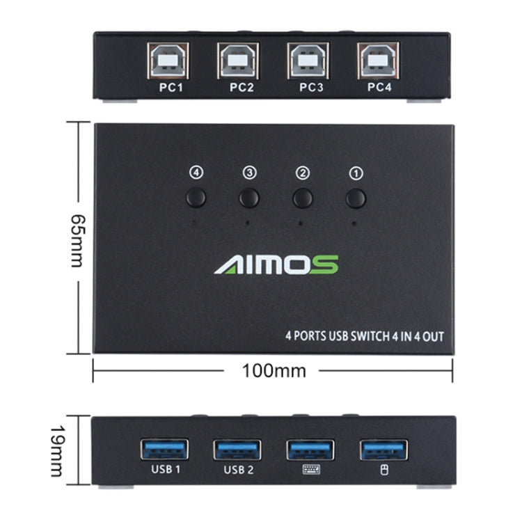 Switch AIMOS AM-KM404K USB 2.0 4 ingressi 4 uscite, AM-KM404K