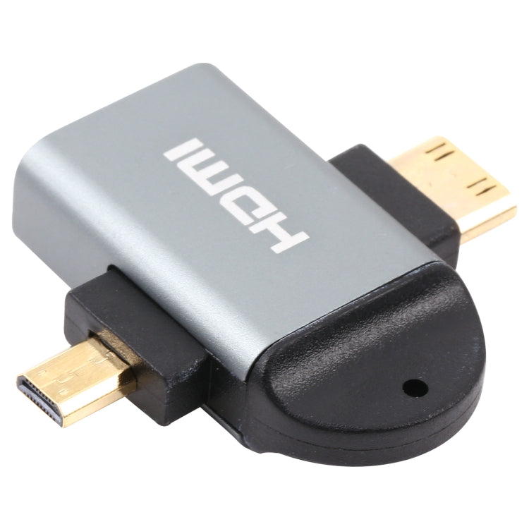 Adattatore per testa placcato oro 2 in 1 Mini HDMI maschio + Micro HDMI maschio a HDMI femmina, Mini HDMI Male+Micro HDMI Male to HDMI Female