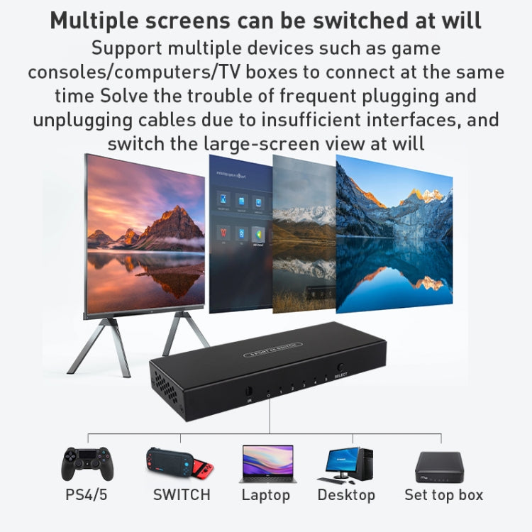 Measy SWH4651 4K 60Hz 5 ingressi 1 uscita commutatore convertitore HDMI, tipo di spina: spina europea, EU Plug
