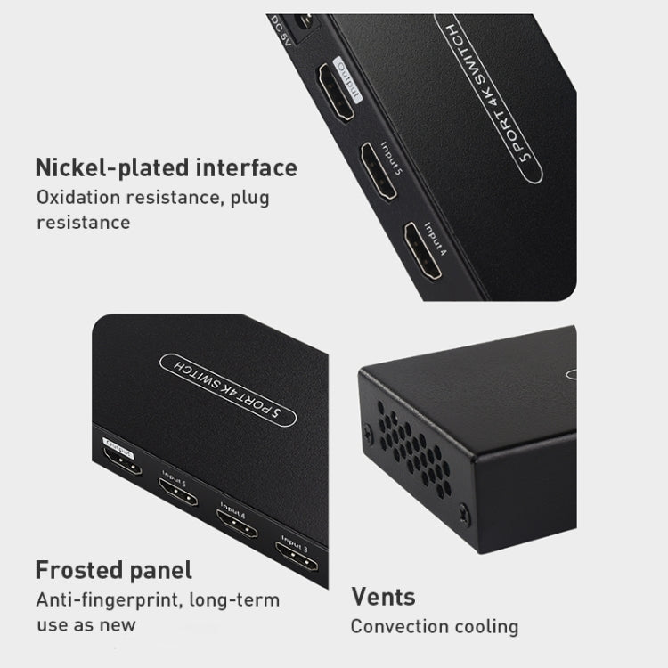 Measy SWH4651 4K 60Hz 5 ingressi 1 uscita commutatore convertitore HDMI, tipo di spina: spina europea, EU Plug