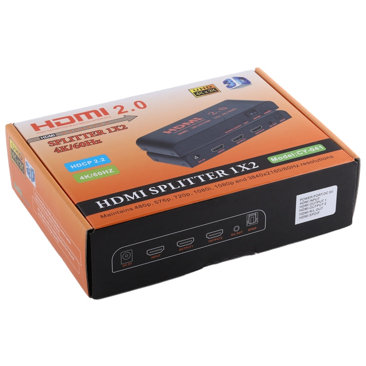 CY-041 Sdoppiatore 1X2 HDMI 2.0 4K/60Hz, spina europea, 1X2