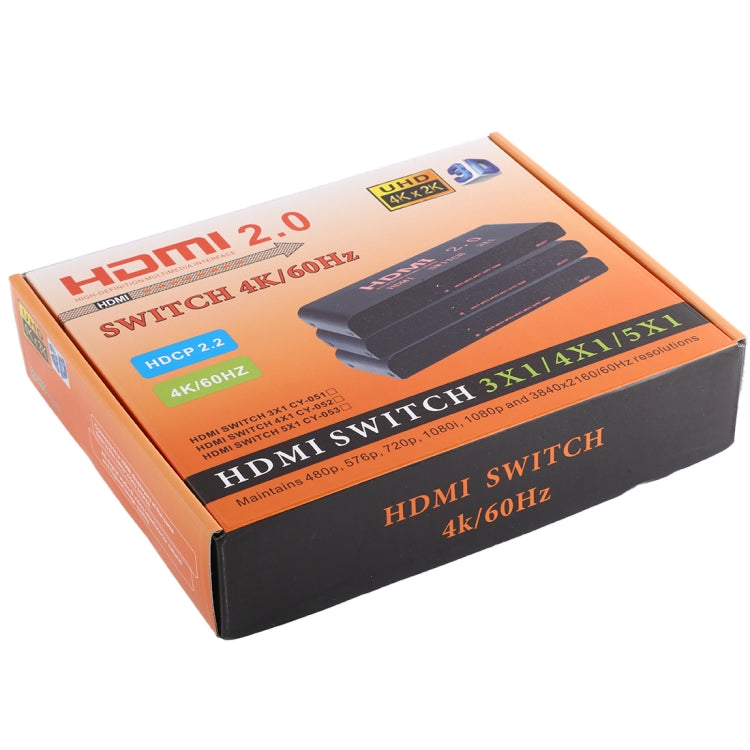 Switch HDMI 2.0 4X1 4K/60Hz con telecomando, spina europea, 4X1