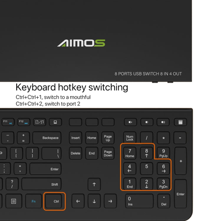 AIMOS AM-KM804 Interruttore USB 8 ingressi 4 uscite, AM-KM804