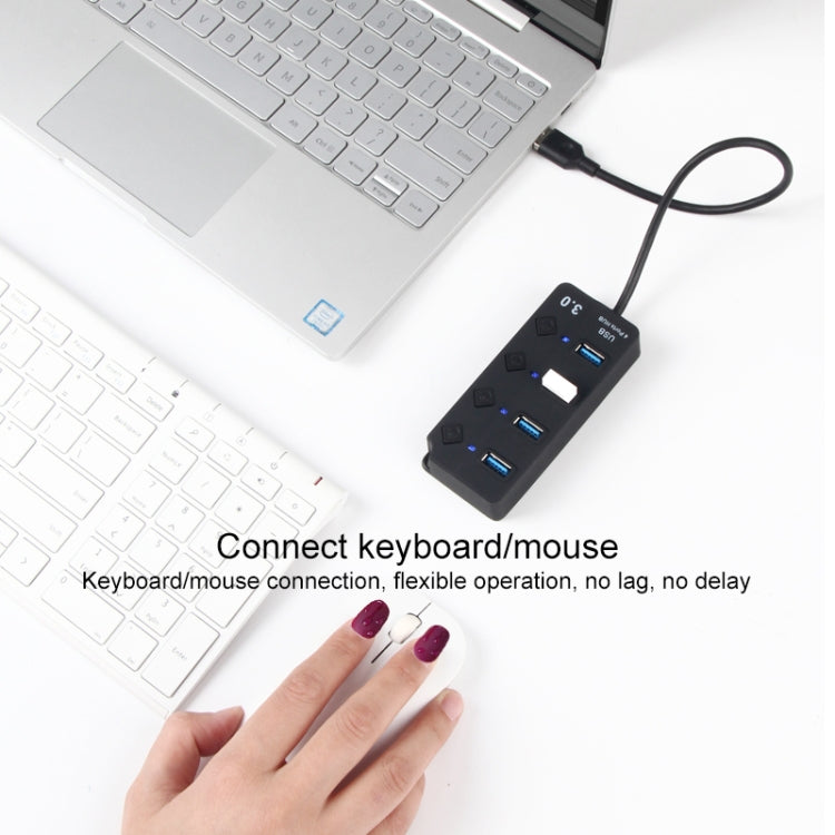 Onten 5301 USB 3.0 Maschio a 4 USB 2.0 Femmina Extender Splitter con Interruttore Indipendente, 5301
