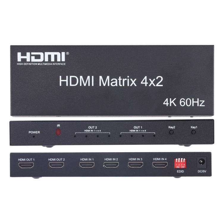 Switcher/splitter matrice HDMI 4x2 con telecomando, supporto ARC / MHL / 4Kx2K / 3D, 4 porte ingresso HDMI, 2 porte uscita HDMI, Support ARC / MHL / 4Kx2K / 3D