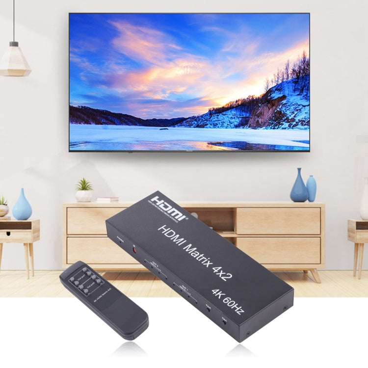 Switcher/splitter matrice HDMI 4x2 con telecomando, supporto ARC / MHL / 4Kx2K / 3D, 4 porte ingresso HDMI, 2 porte uscita HDMI, Support ARC / MHL / 4Kx2K / 3D