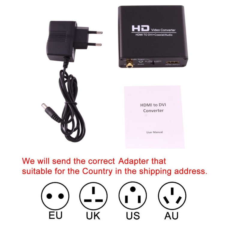 NEWKENG X5 HDMI a DVI con convertitore video con uscita coassiale audio da 3,5 mm, X5 HDMI to DVI with Audio