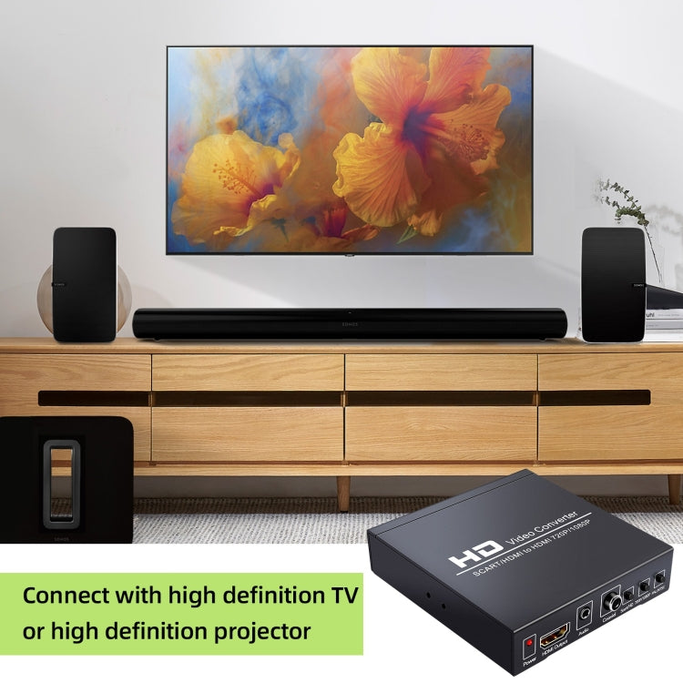 NEWKENG NK-8S SCART + HDMI a HDMI 720P / 1080P Convertitore video HD Adattatore Scaler Box, NK-8S SCART + HDMI to HDMI
