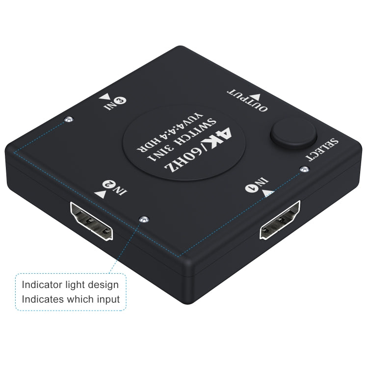 Switch HDMI video HD 3 ingressi 1 uscita 4K 60Hz, without Infrared Remote Control
