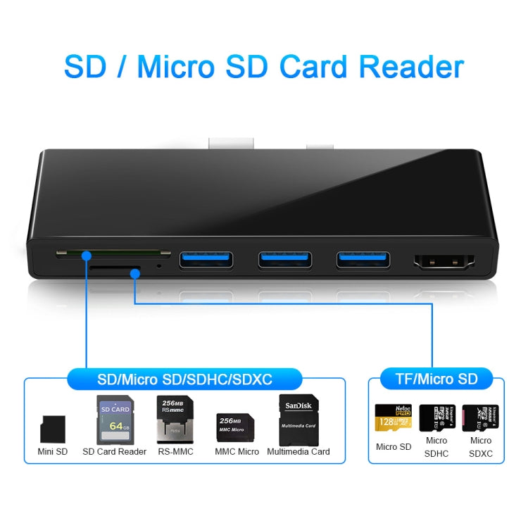 ROCKETEK SK-S4H 3 x USB 3.0 + HDMI + Lettore di schede di memoria SD/TF HUB Adattatore HDMI 4K, SK-S4H