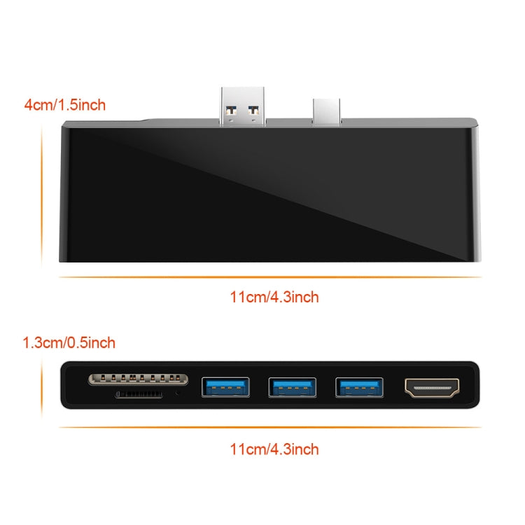 ROCKETEK SK-S5H 3 x USB 3.0 + HDMI + Lettore di schede di memoria SD/TF HUB Adattatore HDMI 4K, SK-S5H
