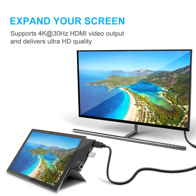 ROCKETEK SK-S5HL RJ45 + 2 x USB 3.0 + HDMI + Lettore di schede di memoria SD/TF HUB Adattatore HDMI 4K, SK-S5HL