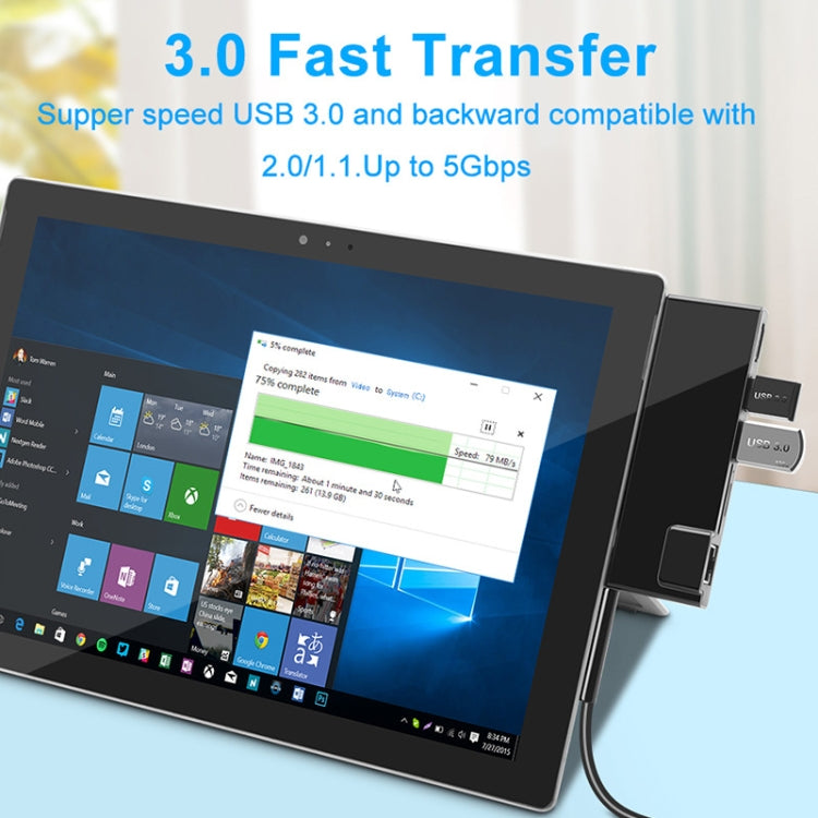 ROCKETEK SK-SH3L RJ45 + 2 x USB 3.0 + HDMI + Lettore di schede di memoria SD/TF HUB Adattatore HDMI 4K, SK-SH3L