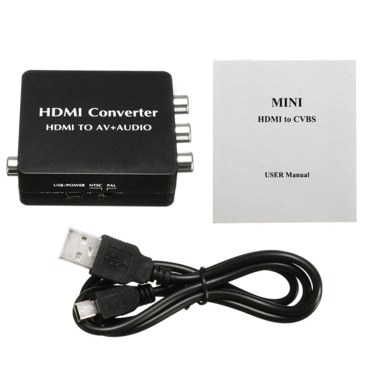 Convertitore audio da HDMI ad AV Supporto audio coassiale SPDIF NTSC PAL Video composito Adattatore da HDMI a 3RCA per TV/PC/PS3/DVD Blu-ray, AV + Aduio