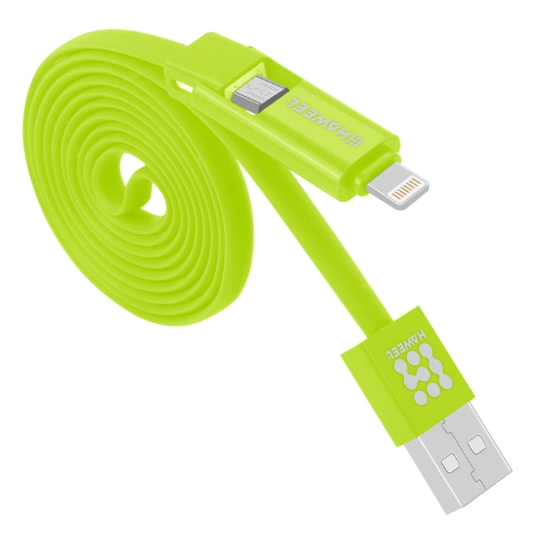 Cavo di ricarica per sincronizzazione dati HAWEEL da 1 m 2 in 1 Micro USB e 8 pin a USB, 2 in 1 Cable in two connectors, 2 in 1
