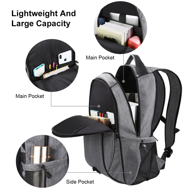 Zaino per laptop a doppia spalla in tela portatile pieghevole e rimovibile HAWEEL da 14 W, uscita USB: 5 V 2,1 A max