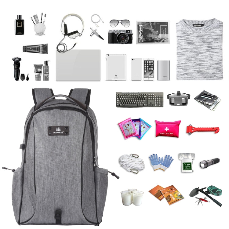 Zaino per laptop a doppia spalla in tela portatile pieghevole e rimovibile HAWEEL da 14 W, uscita USB: 5 V 2,1 A max