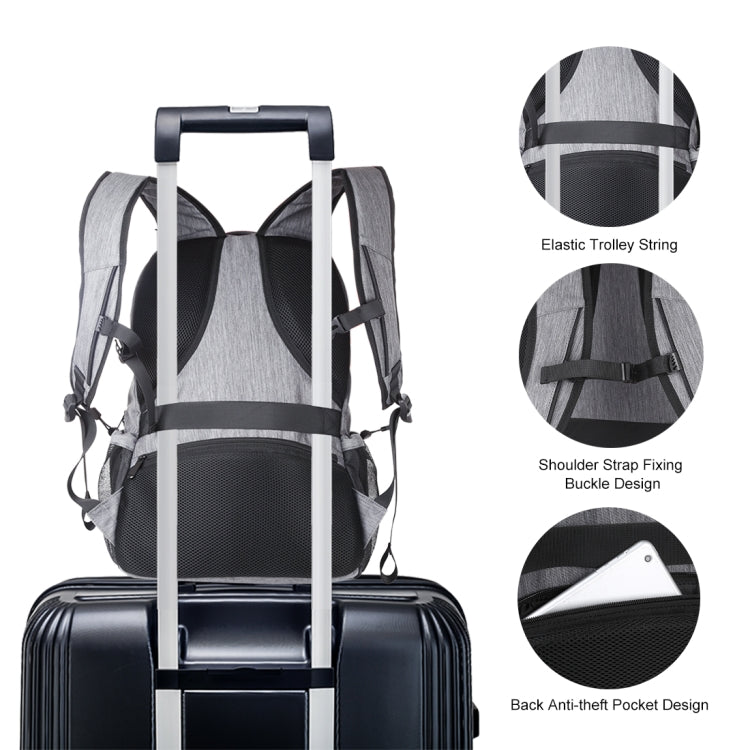 Zaino per laptop a doppia spalla in tela portatile pieghevole e rimovibile HAWEEL da 14 W, uscita USB: 5 V 2,1 A max