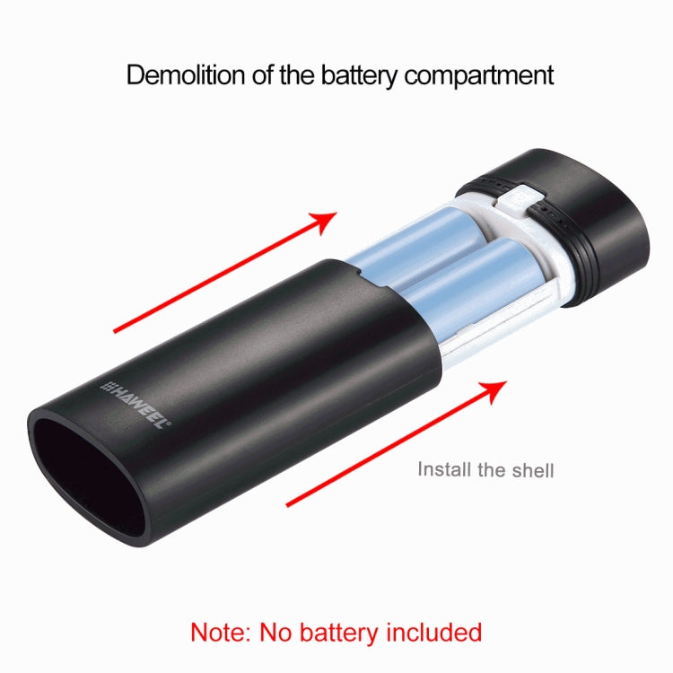 HAWEEL DIY 2x 18650 Batteria (non inclusa) 5600mAh Power Bank Shell Box con uscita USB e indicatore, DIY 2 Batteries(Black), DIY 2 Batteries(White)