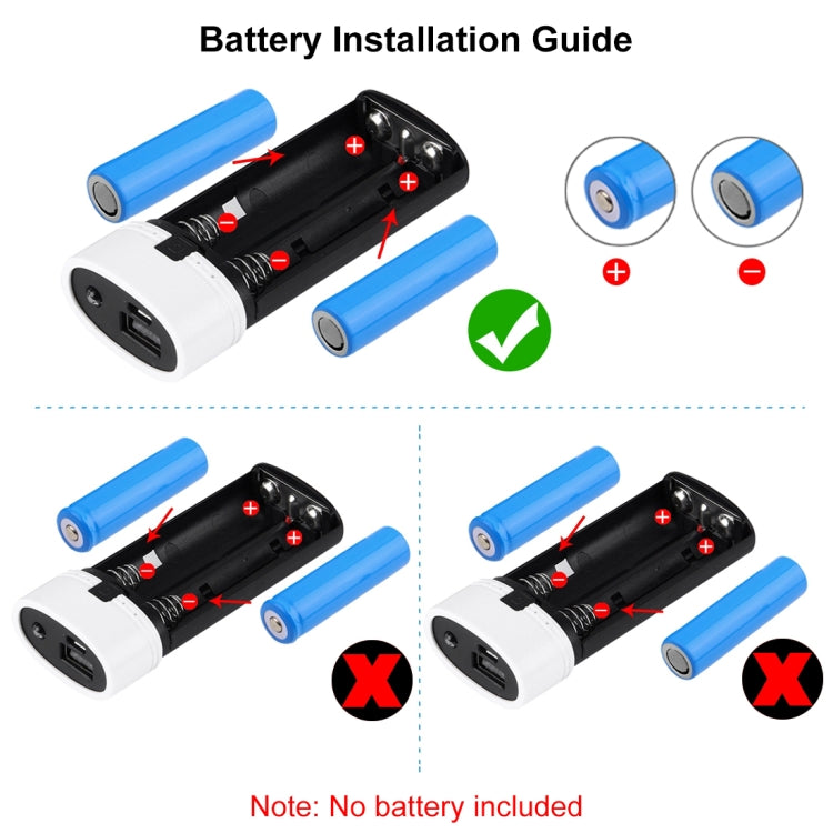 HAWEEL DIY 2x 18650 Batteria (non inclusa) 5600mAh Power Bank Shell Box con uscita USB e indicatore, DIY 2 Batteries(Black), DIY 2 Batteries(White)