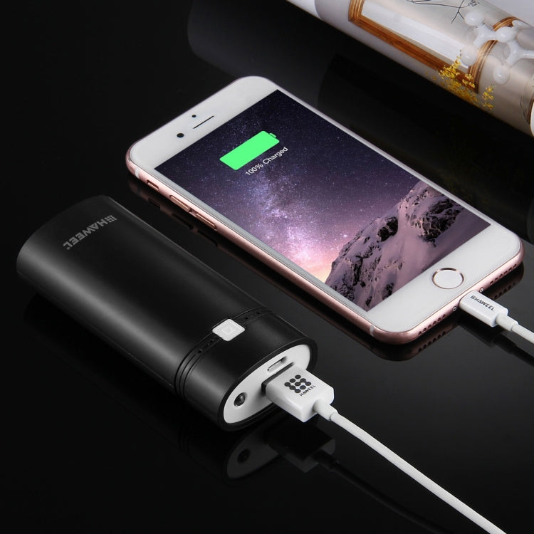 HAWEEL DIY 2x 18650 Batteria (non inclusa) 5600mAh Power Bank Shell Box con uscita USB e indicatore, DIY 2 Batteries(Black), DIY 2 Batteries(White)